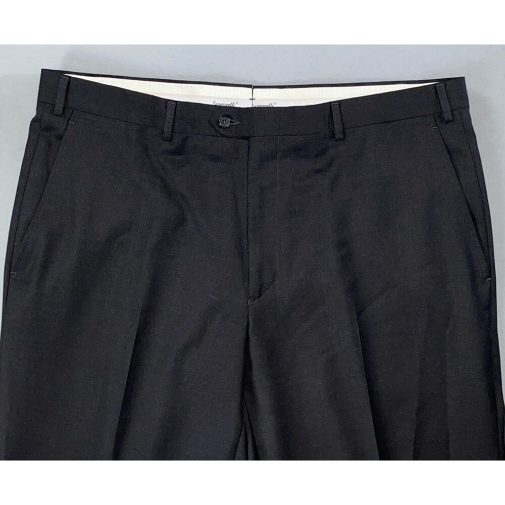 Santorelli Italy Luxury Serge Romeo Flat Front Wool Dress Pants Charcoal 40X29.5 - Picture 6 of 11
